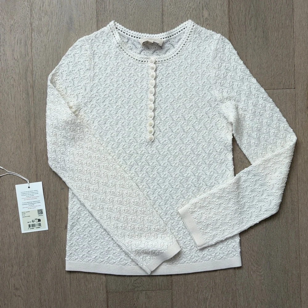 NWOT sezane alexa jumper ecru size small - Picture 2 of 16